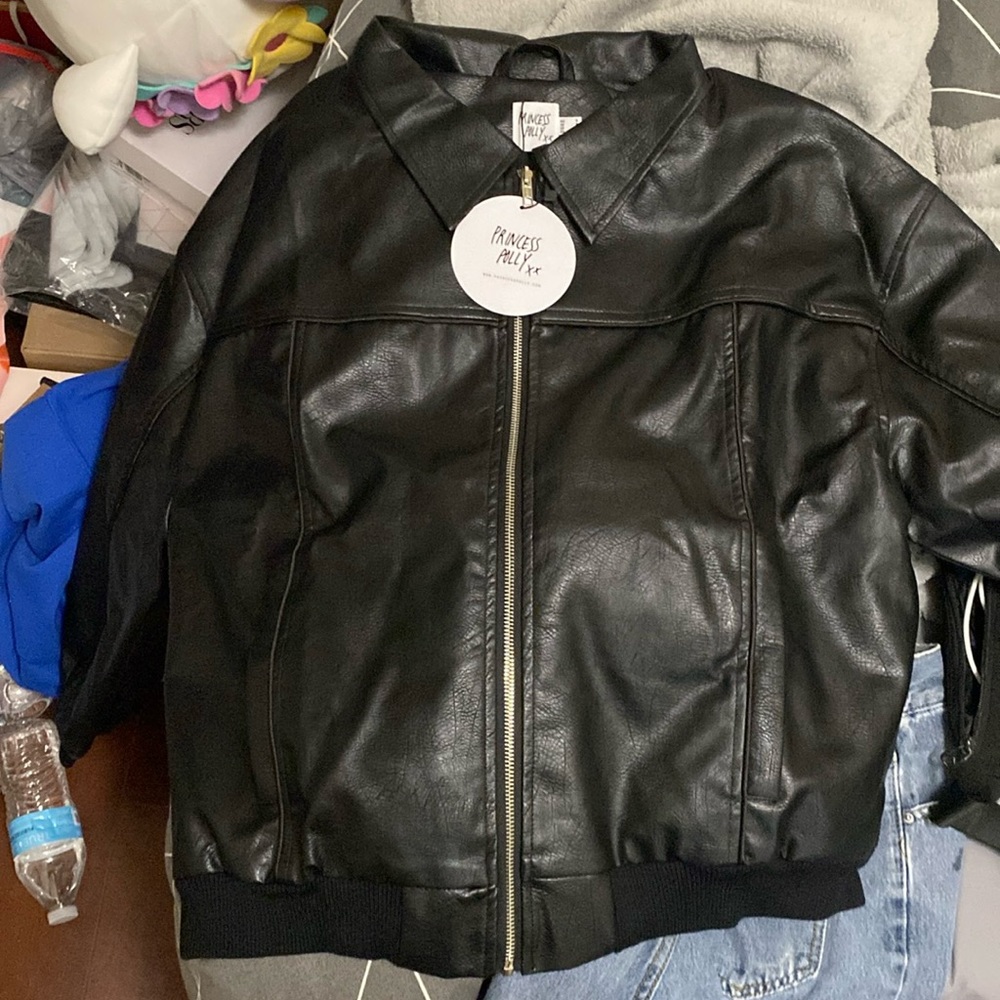 Princess Polly | Goldsmith Faux Leather Bomber Jacket Black
